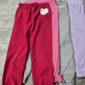 Girls 8yr Fleece Jogers Set4  - Pink, Gray, and Lavender